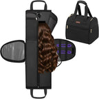 Wig Storage Bag Holds 3 Wigs Hair Tools Travel Bag Full-Open Breathable Organizer Case for Clips, Hair Dryer, Flat Curling Iron Brushes,Cosmetic Toiletry Tote Christmas Gift for Women Stylist