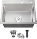 POPFLY 24×18 Inch Drop in Kitchen Sink, Topmount Handmade Single Bowl 18 Gauge by POPFLY