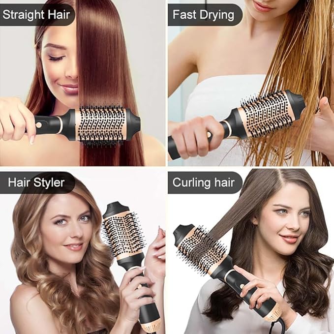 Hair Dryer Brush Blow Dryer in One Step, Upgraded 4 in 1 Hair Dryer and Styler Volumizer with Negative Ion Anti-frizz Ceramic Titanium Barrel Hot Air Brush Hair Straightener (Golden, Large)