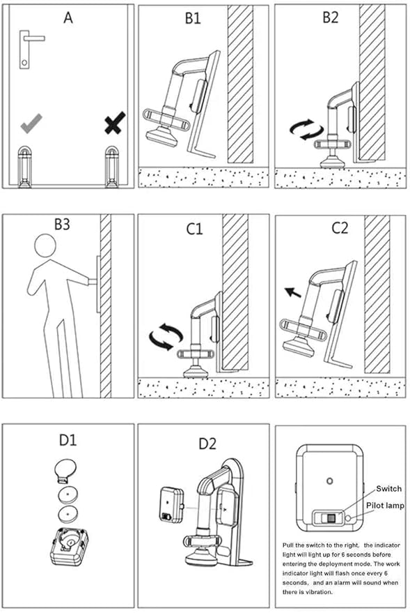 Portable Alarm Door Stopper for Bottom of Door, 2025 New Door Stop Alarm Wedge - Image 2