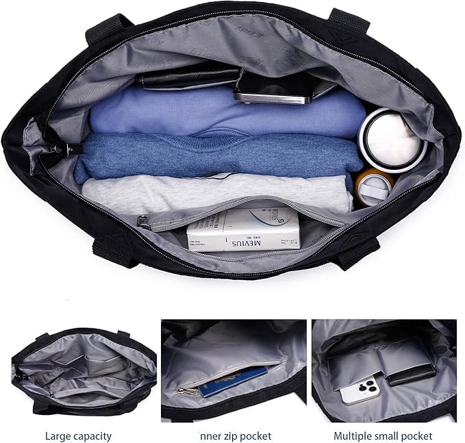 Large Capacity Foldable Tote Bag With Zipper (Concrete Grey)