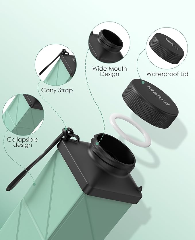 Collapsible Water Bottle, 2nd Generation Leakproof BPA-Free Travel 24.3oz - Image 5
