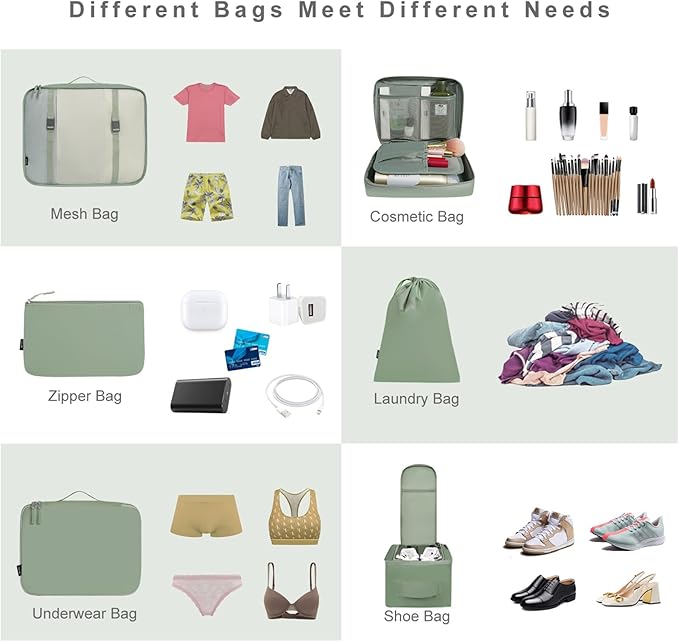 BAGAIL 8 Set Packing Cubes Luggage Packing Organizers - Image 5