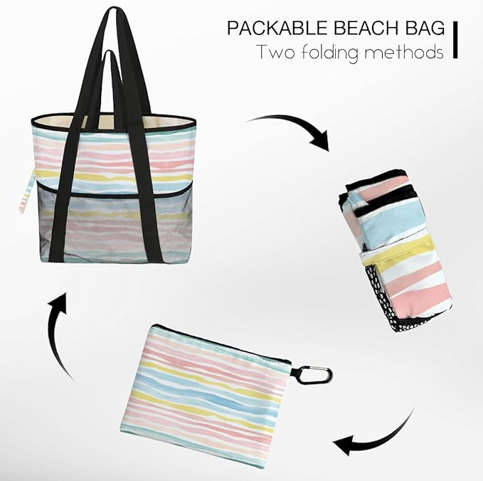 Sandproof Beach Bag with Zipper - Image 6