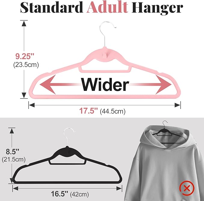 Velvet Felt Stackable Hangers 50 Pack, Non Slip, - Image 3