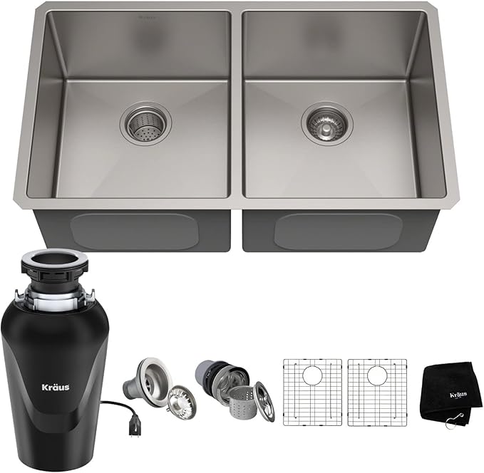 KRAUS Standart PRO™ 33-inch 16 Gauge Undermount 50/50 Double Bowl Stainless by KRAUS