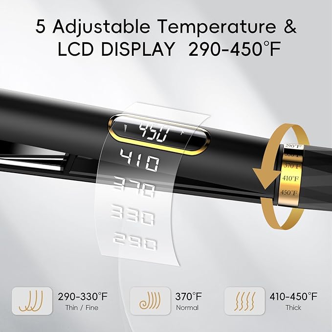 Nicebay 1” Titanium Flat Iron, Fast Heating Hair Straightener & Curler,with 5 Temp Settings, Negative Ion Technology,Travel-Friendly, Smooth Salon Design