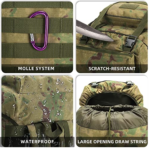 70L Camping Hiking Military Tactical Backpack Outdoor Water (Ruin Green)