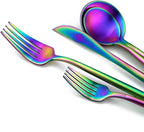 Matte Rainbow Silverware, Gugrida 5-Piece 18/10 Stainless Steel Flatware Set - Image 3