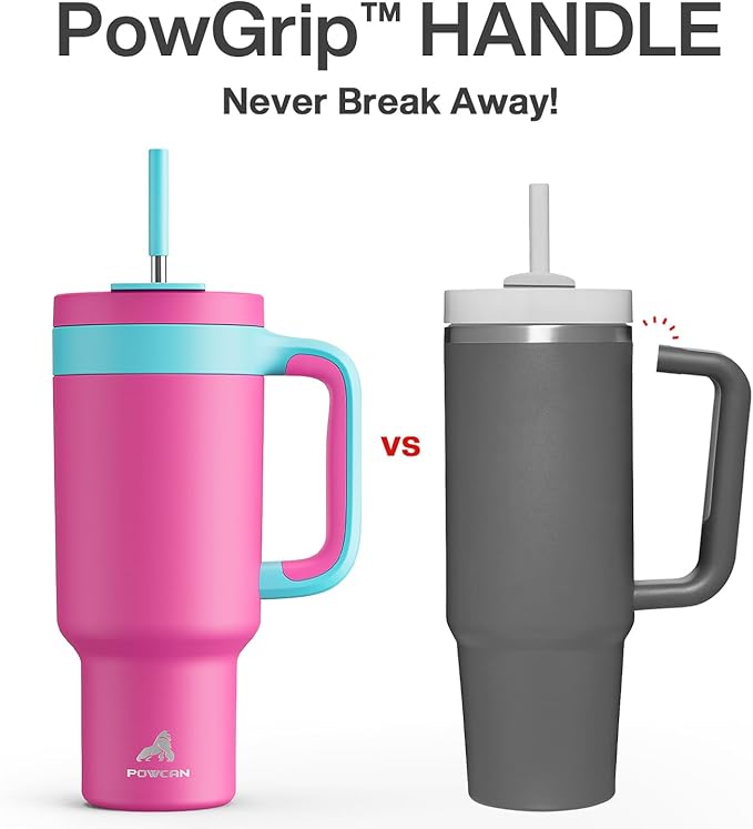POWCAN 40 oz Tumbler with Handle, 2-in-1 Straw and Sip Lid, Dishwasher Safe - Image 3