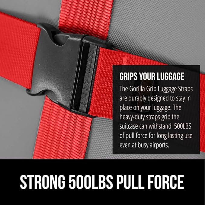 GORILLA GRIP Heavy Duty 4 Pack Adjustable Luggage Straps - Image 3
