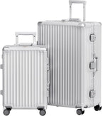 AnyZip Luggage Sets 2 Piece Aluminum Frame Carry On and Checked Suitcase PC ABS by YourBestTravelChoice