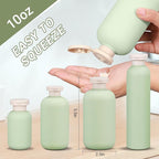 ASEVAT 10oz 4Pcs Green Plastic Refillable Travel Shampoo and Conditioner - Image 3