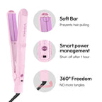 VODANA Professional Softbar Flat Iron - Ceramic Straightener with Patented Silicone Bar, Smooth & Quick Styling, Healthy Hair Solution, Dual Voltage for Worldwide Use(1 inch, Lavender)