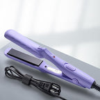 LOVANI Dual Voltage Travel Straightener, Tourmaline Ceramic Small Straightener for Short Hair and Bangs, Portable with Insulated Bag (Purple)