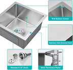 15 x 15 Inch Undermount Kitchen Sink, T-304 Stainless Steel Handmade Single - Image 4