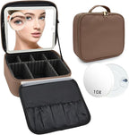 Travel Makeup Bag with LED Mirror and 10x magnifying glass with 3 Lighted by Unknown