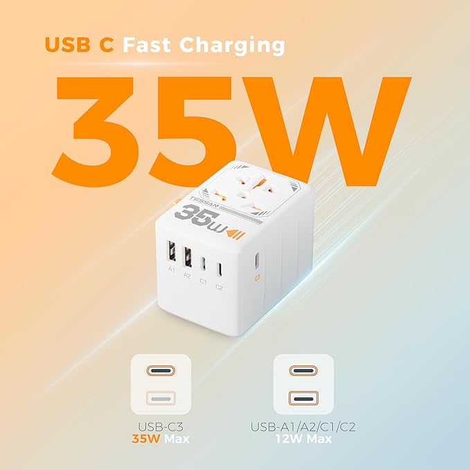 TESSAN Universal Travel Adapter 35W, International Plug Adaptor - Image 3