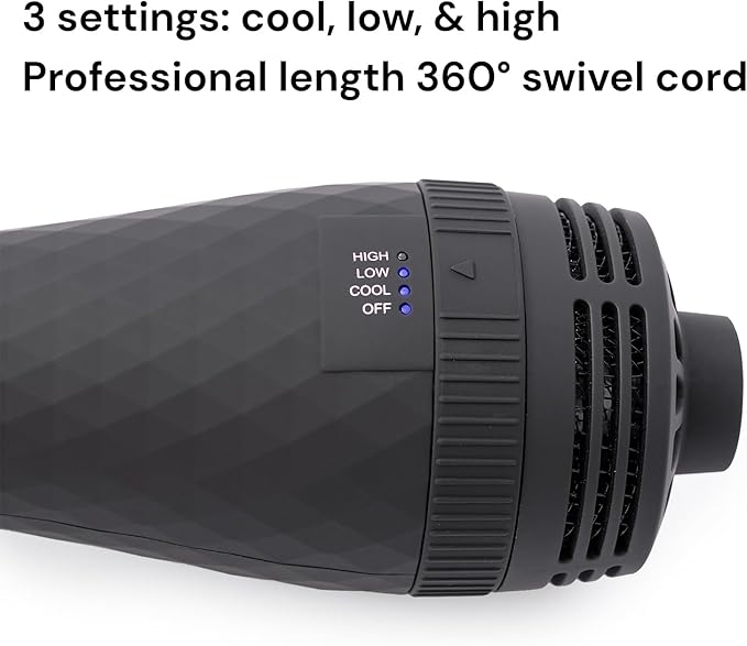 L'ANGE HAIR Le Volume 2-in-1 Titanium Blow Dryer Brush | Frizz Control Blowout Hair Dryer Brush For Drying And Straightening | Volumizing Hot Air Styler For All Hairstyles | Oval Barrel | Black - 60mm