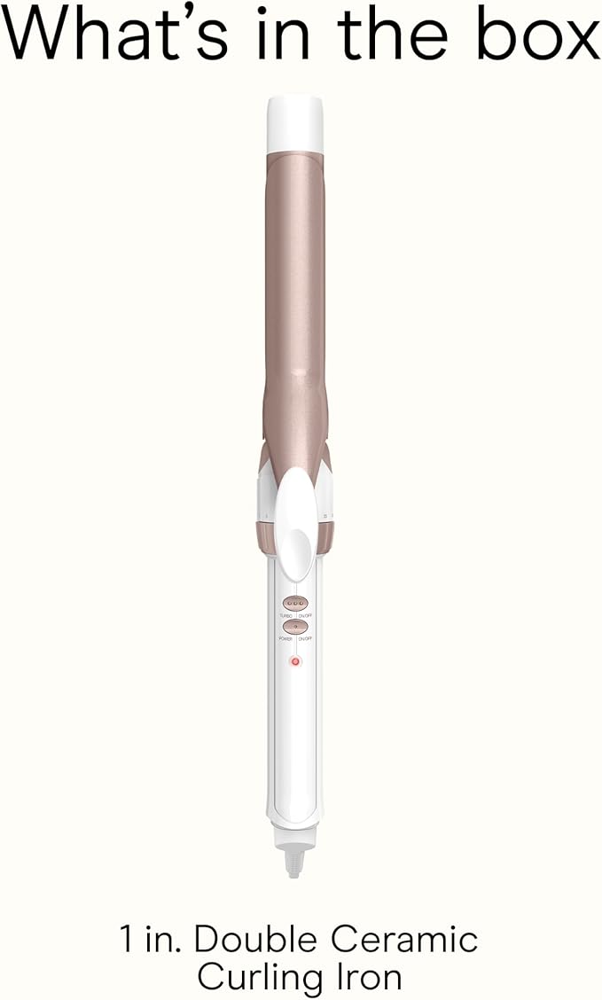 Conair Double Ceramic 1-Inch Curling Iron, 1-Inch Barrel Creates Classic Curls, Hair Curler for Use on Short, Medium, & Long Hair, White/Rose Gold