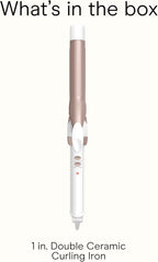 Conair Double Ceramic 1-Inch Curling Iron, 1-Inch Barrel Creates Classic Curls, Hair Curler for Use on Short, Medium, & Long Hair, White/Rose Gold