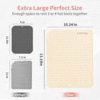 Oversize Large Silicone Heat Resistant Mat, 13.19" x 10.24" Professional Heat Mat for Curling Iron, Portable Vanity Decor Makeup Mat Cover for Travel Vanity Salon(Beige)