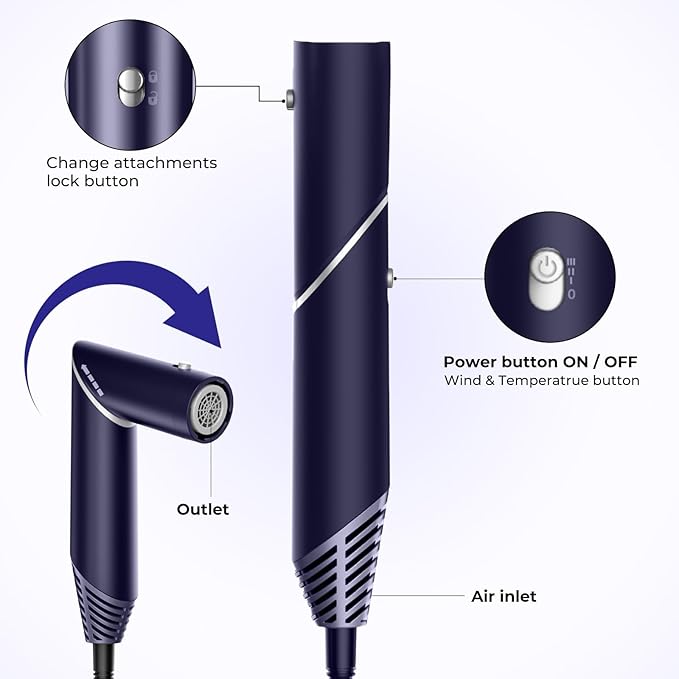6 in ONE Blow Dryer Brush, Curling Wand Hair Styling Tools Set, Ionic Hot Air Hair Dryer, Massage Oval Hair Dryer, Left&Right Hair Curlers 100-120V