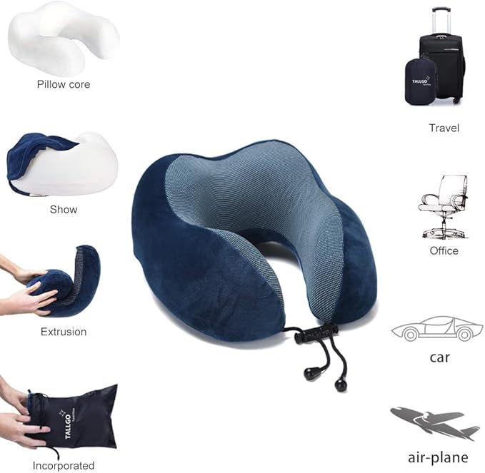 Travel Pillow, Best Memory Foam Neck Pillow Head Support Soft Pillow - Image 6