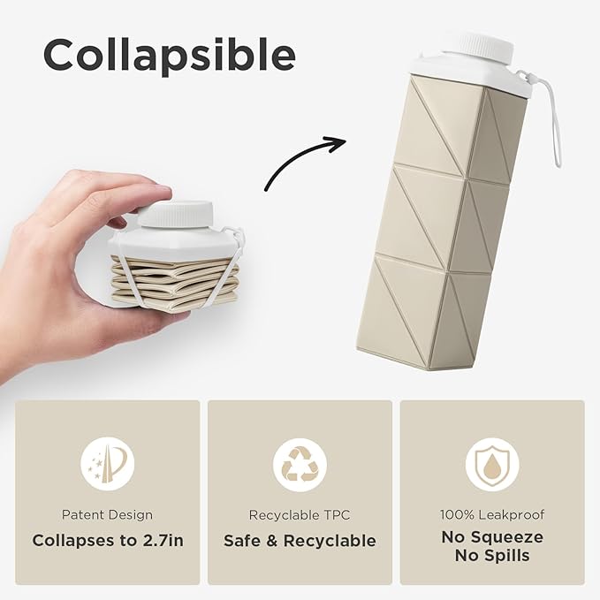 POMKAKA Collapsible Water Bottles 24.3oz, 2nd Generation Leakproof BPA-Free - Image 2
