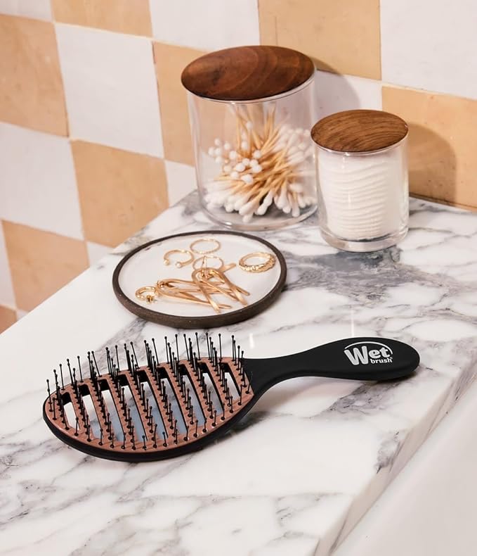 Wet Brush Ceramic Speed Dry Hair Brush, Black - Vented Design & Soft HeatFlex Bristles for Blow-Dry Safe Styling - Ergonomic Handle for Pain-Free Detangling - Hair Accessories for All Hair Types