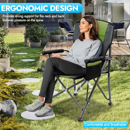 2 Pack Camping Chairs for Adults (Green-black / Twin Pack)