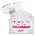 YADAH Collagen Hydra Core Cream – Capsule Filler Cream Moisturizer with 10 Types of Hyaluronic Acids, 1000ppm Low Molecular Collagen & Ceramide, Deep Hydration for Sensitive Skin, 1.76 oz