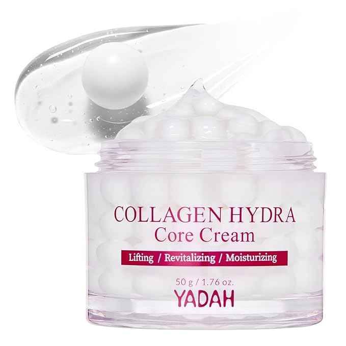 YADAH Collagen Hydra Core Cream – Capsule Filler Cream Moisturizer with 10 Types of Hyaluronic Acids, 1000ppm Low Molecular Collagen & Ceramide, Deep Hydration for Sensitive Skin, 1.76 oz