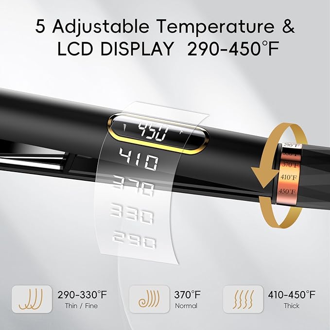 Nicebay 1” Titanium Flat Iron, Fast Heating Hair Straightener & Curler,with 5 Temp Settings, Negative Ion Technology,Travel-Friendly, Smooth Salon Design