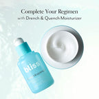 Bliss Hyaluronic Acid Drench & Quench Facial Serum – Hydrating Serum for Dry, Sensitive Skin - Lightweight Gel Formula for Deep Hydration & Plump Skin - Clean, Cruelty-Free - 1 Fl Oz