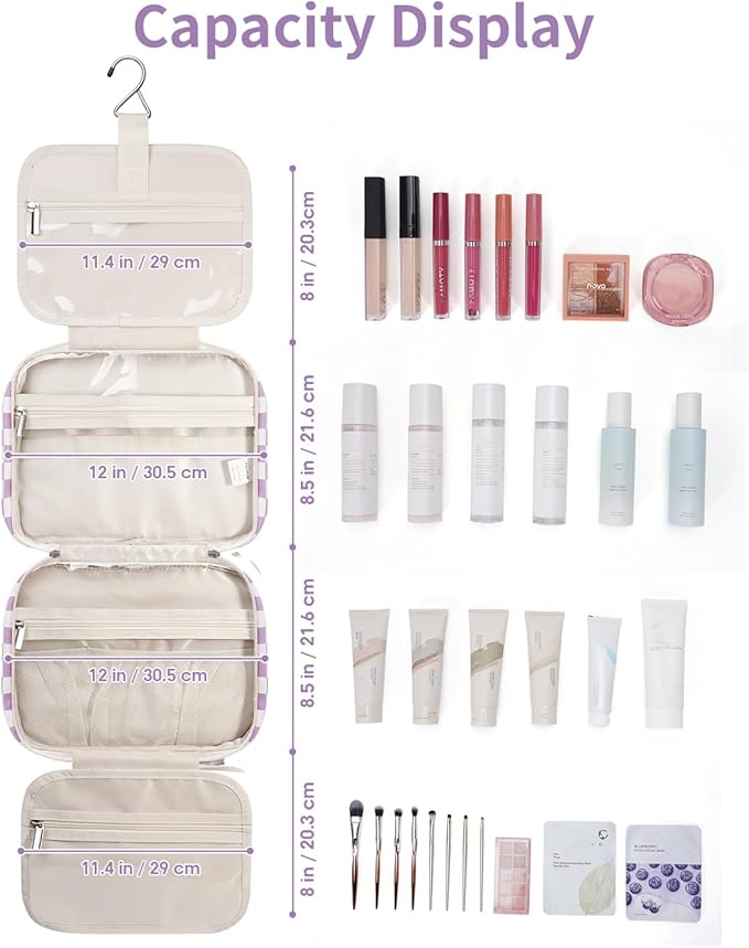 Narwey Travel Toiletry Bag for Women Large Hanging Makeup Bag Organizer - Image 5