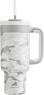POWCAN 40 oz Camo Tumbler with Handle, 2-in-1 Straw and Sip Lid, Dishwasher Safe by POWCAN