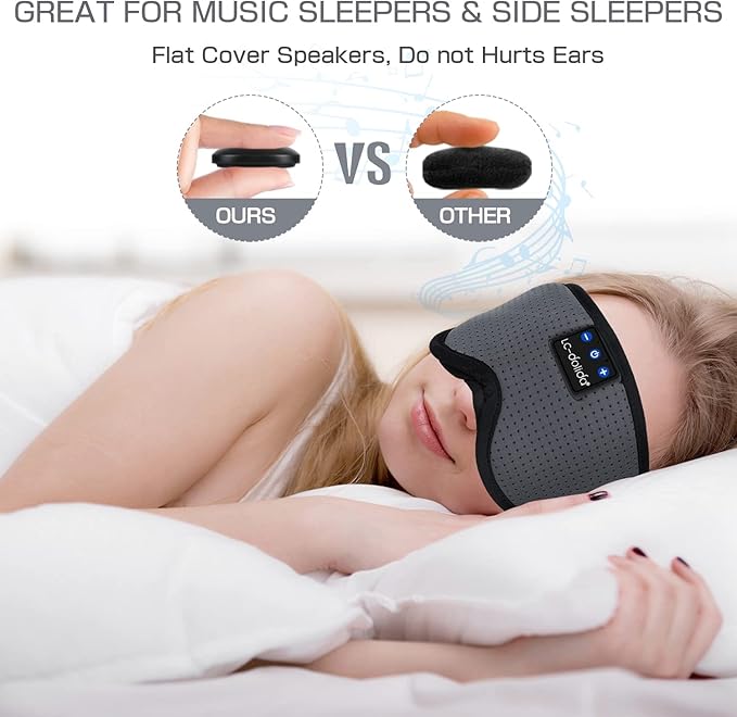 LC-dolida Sleep Headphones, Sleep Mask Bluetooth Wireless Music Eye Mask - Image 3