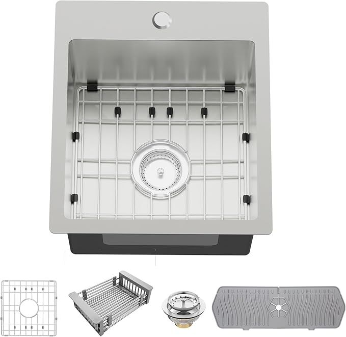 Kitchen And Bar Sink, 15x17 Inch Stainless Steel Drop In Kitchen Sink Modern by Koardink