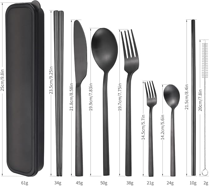 AARAINBOW 6 Pieces Stainless Steel Flatware Set Portable Reusable Cutlery Set - Image 2