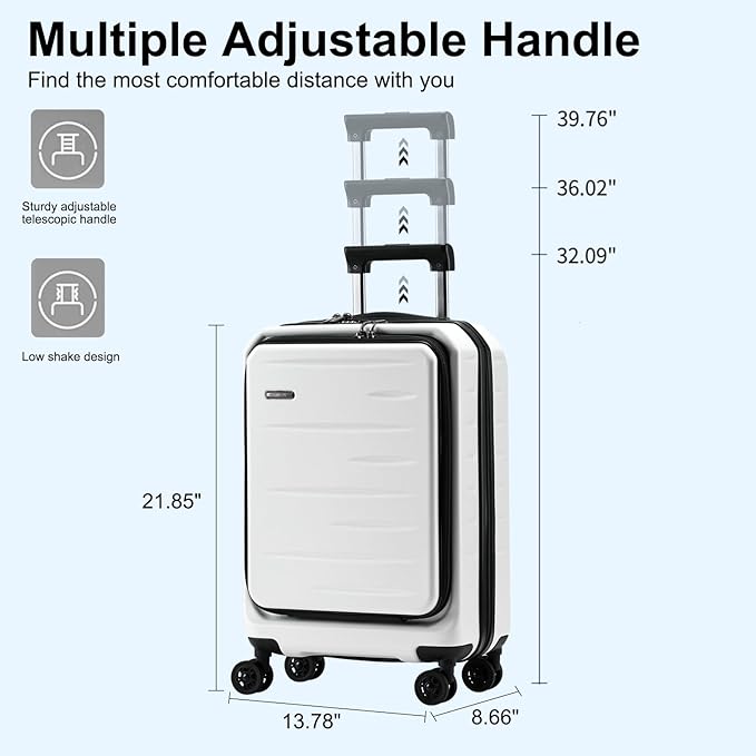 Carry On Luggage 22×14×9 Airline Approved, 20 Inch Lightweight ABS+PC Hard - Image 8