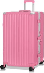 AnyZip Luggage Aluminium Frame Suitcase Hard Shell TSA Lock No Zipper 28In Rose by YourBestTravelChoice