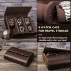Genuine Leather Watch Roll Travel Case, Vintage Full Grain Leather Watch Box - Image 7