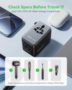 MOMAX Universal Travel Adapter, GaN 100W International Power Adapter, 2 AC - Image 9