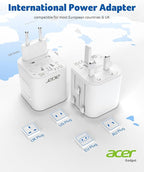 Acer US to Europe Plug Adapter, Universal Travel Adapter, International Power - Image 3