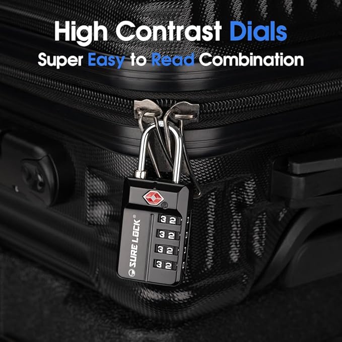 SURE LOCK TSA Approved 4-Digit Resettable Combination Luggage Lock - Image 7
