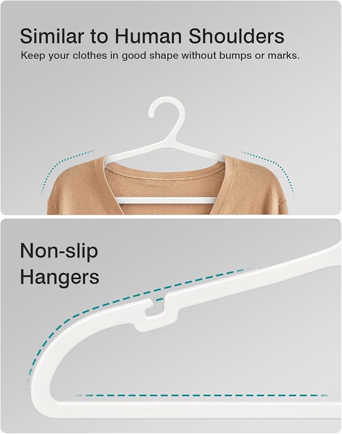 100 Pack Clothes Hangers, Non Slip Plastic Coat Hangers, Space Saving Hangers - Image 4
