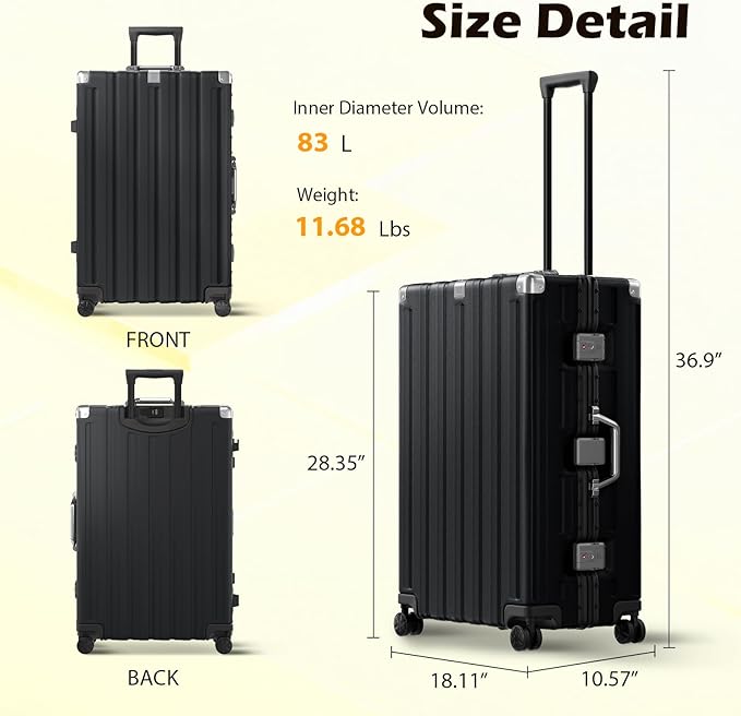 Krute Luggage Sets 2 Pieces Aluminum Frame Suitcase - Image 3