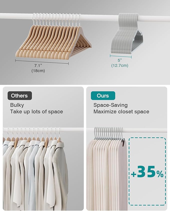 100 Pack Clothes Hangers, Non Slip Plastic Coat Hangers, Space Saving, Heavy - Image 3