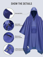 SaphiRose Extra Thick Hooded Rain Poncho Double Layer Waterproof Raincoat Jacket - Image 4
